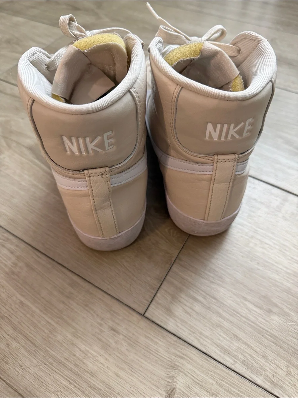 Nike Women’s ‘77 Blazers High-Top Sneakers in Beige and White